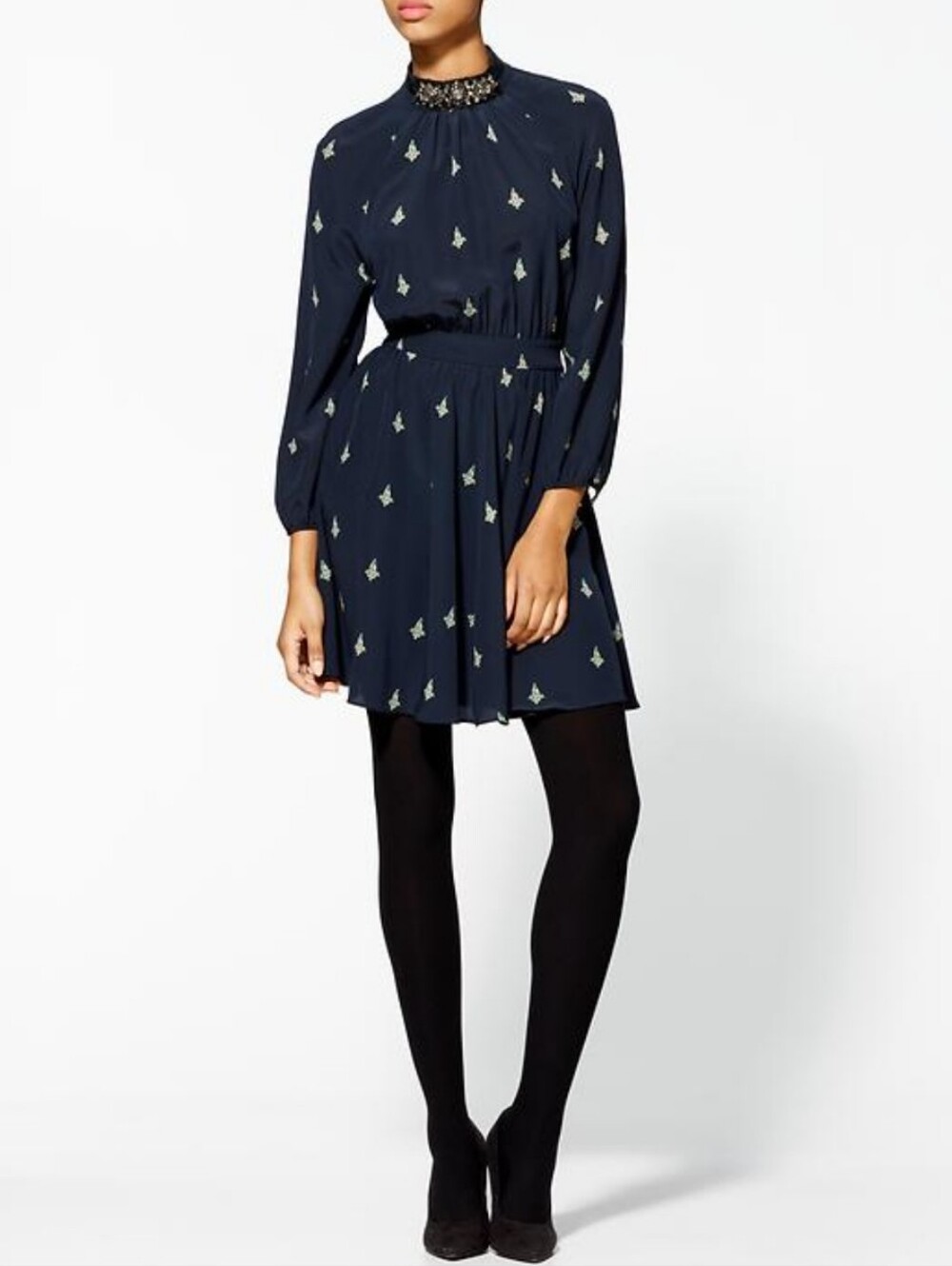 Juicy Couture Diamanté Earring Silk Mini Dress In Navy Sz 0